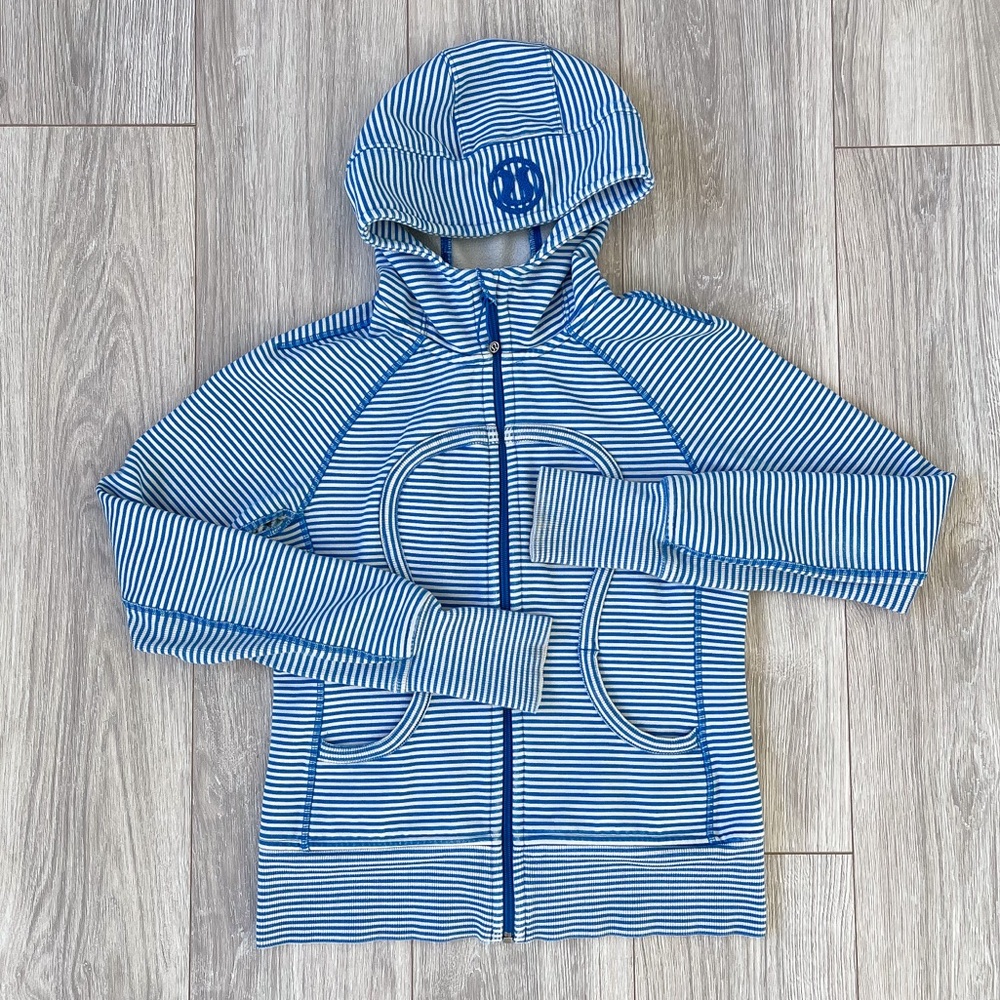 Lululemon Scuba Hoodie Stretch Slope Stripe Printed Polar Cream Beaming Blue